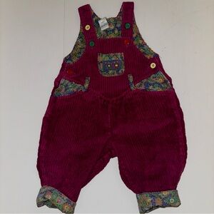 Vintage 90s Baby Absorba Overalls Size 6 Months PINK CORDUROY paisley